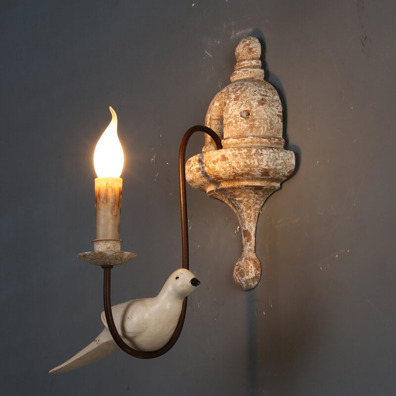 Vintage Rustic Wooden Bird Sconce 1/2 Light Wall Sconce Lamp Lumendat