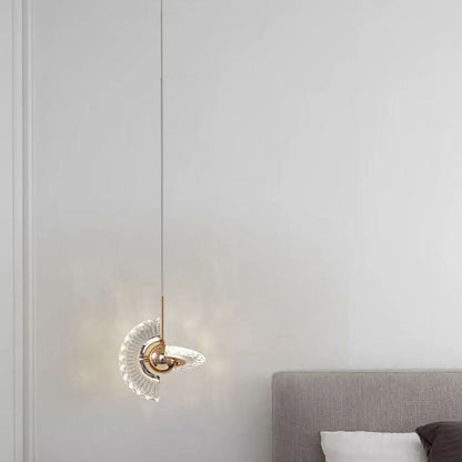 Contemporary Luxury Gold Finish Frame Round Shade LED Pendant Light for Bedroom