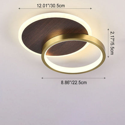 Modern Minimalist Aluminum Circular Square LED Semi-flush Mount Ceiling Light