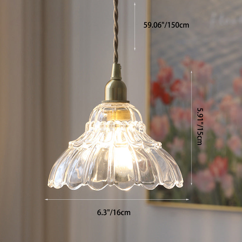 Modern Minimalist Bellflower Brass Glass 1-light Pendant Light for Living Room