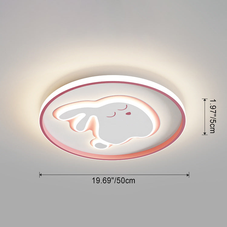 Lumendat Contemporary Creative Cartoon Rabbit Iron Acrylic LED Kids Flush Mount Ceiling Light For Bedroom Lumendat
