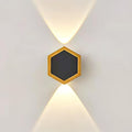 Outdoor Simple Hexagonal Combination Black Gold LED Wall Sconce Lamp