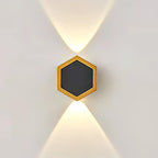 Outdoor Simple Hexagonal Combination Black Gold LED Wall Sconce Lamp