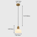 Japanese Wabi-sabi Brass Semi-circle Pleated Glass 1-light Pendant Light