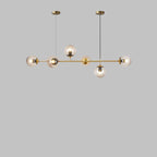 Modern Minimalist Long Glass Round Globe Island Light 6-light Chandelier BulbSquare