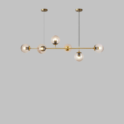 Modern Minimalist Long Glass Round Globe Island Light 6-light Chandelier