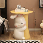 Lumendat Contemporary Creative Kids Flower Rabbit Resin Wood End Table 1-Tray For Bedroom Lumendat