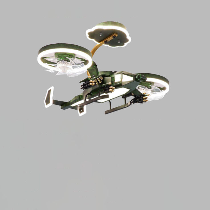 Lumendat Modern Children's Helicopter Hardware Acrylic LED Semi-Flush Mount Ceiling Fan Light Lumendat