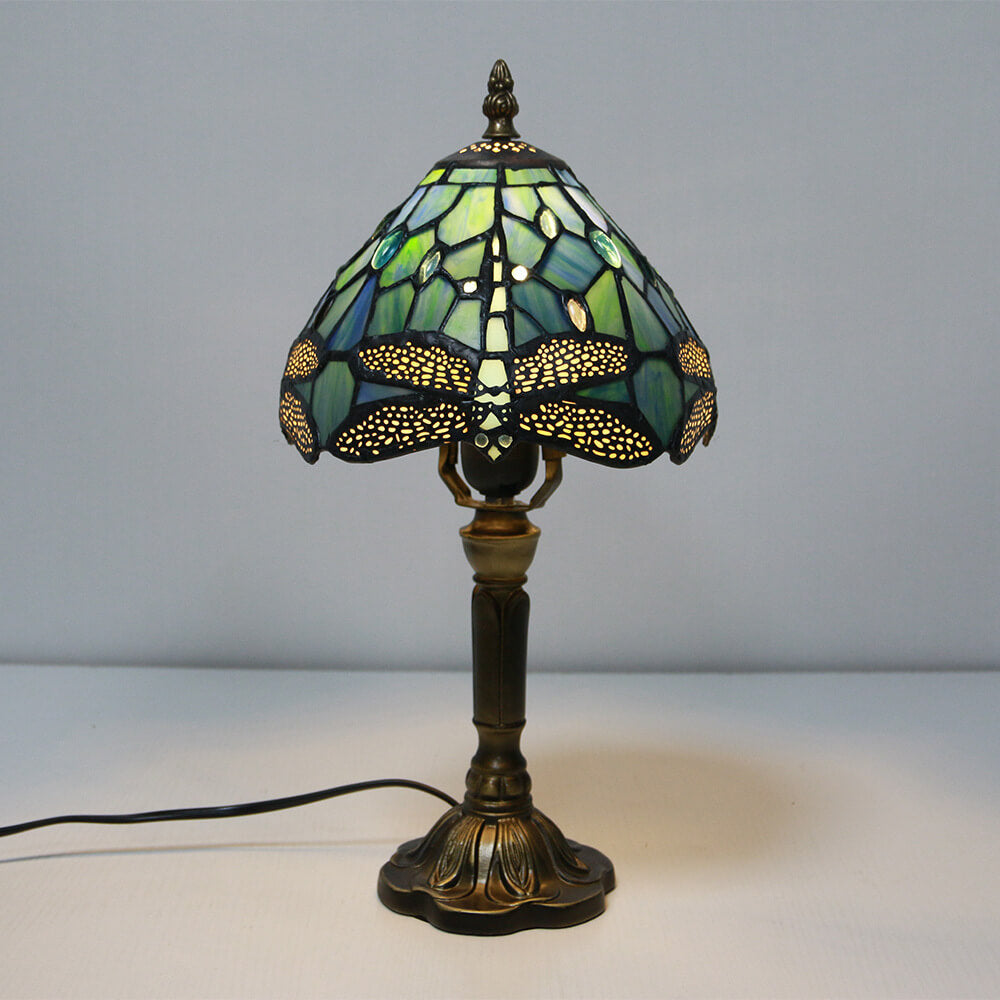 Vintage Tiffany Animal Flower Decoration Stained Glass Dome 1-Light Table Lamp Lumendat