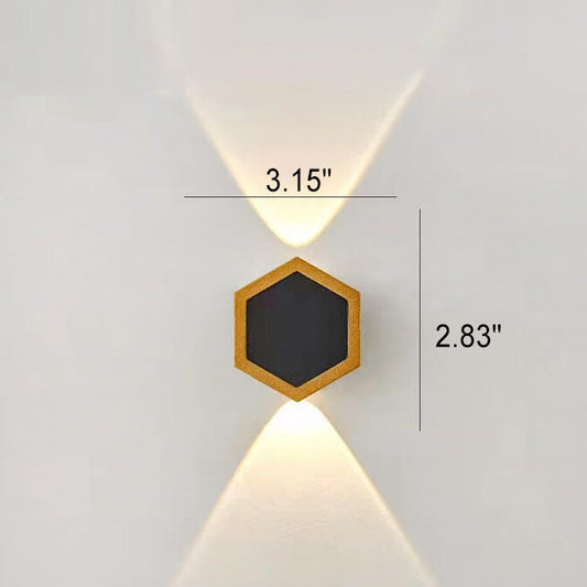 Outdoor Simple Hexagonal Combination Black Gold LED Wall Sconce Lamp