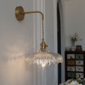 Modern Art Deco Iron Flower Glass Shade 1-Light Wall Sconce Lamp For Bedroom Lumendat
