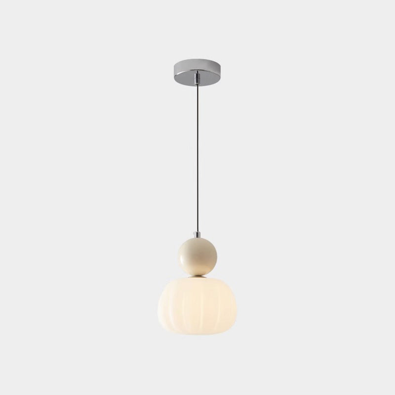Modern Minimalist Round Pumpkin Iron Acrylic 1-light Pendant Light for Bedroom