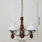 Traditional Rustic Candelabra Round Flower Iron Solid Wood 3-light Chandelier for Living Room BulbSquare