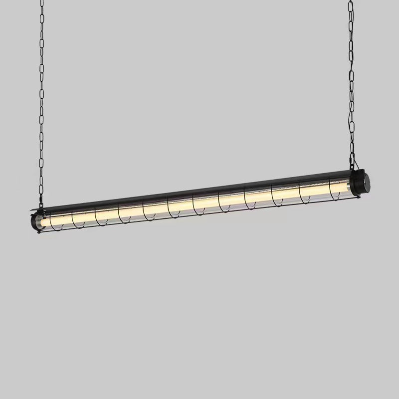 Contemporary Industrial Long Metal Acrylic 1/2 Light Island Light Chandelier for Dining Room