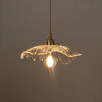Traditional Vintage Lotus Leaf Glass Brass 1-light Pendant Light for Living Room BulbSquare