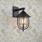 Vintage Industrial Iron Lantern Indoor Outdoor 1-Light Wall Sconce Lamp