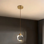 Modern Luxury Sparkling Crystal Stone Iron LED Pendant Light for Living Room BulbSquare