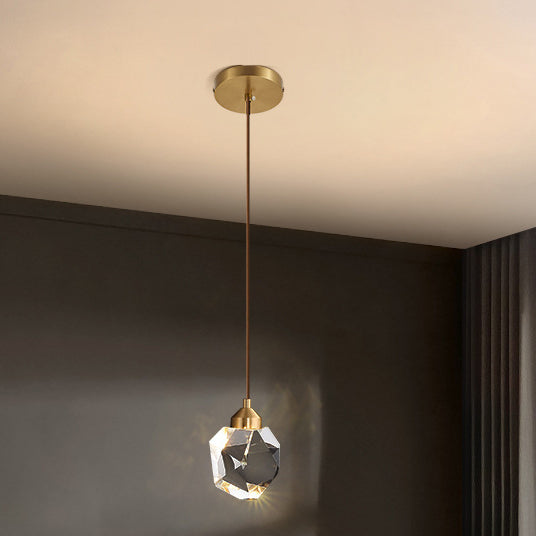 Modern Luxury Sparkling Crystal Stone Iron LED Pendant Light For Living Room