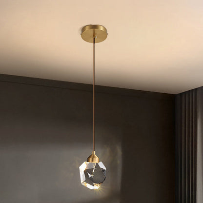 Modern Luxury Sparkling Crystal Stone Iron LED Pendant Light For Living Room