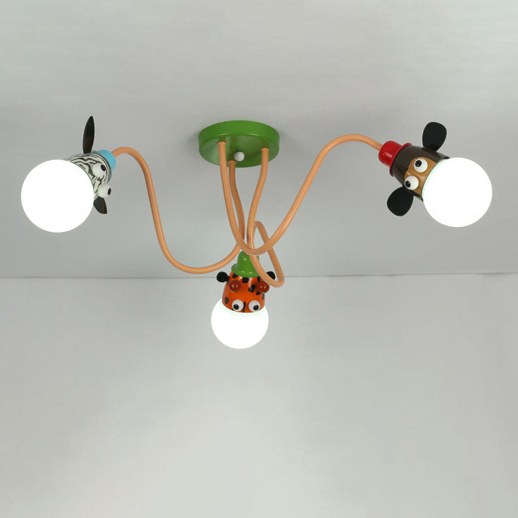 Lumendat Cartoon Creative Animal Light Head 3/4/5 Light Kids Semi-Flush Mount Ceiling Light Lumendat