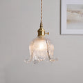 Vintage Nordic Brass Glass Bell Flower 1-light Pendant Light