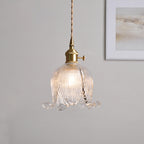 Vintage Nordic Brass Glass Bell Flower 1-light Pendant Light