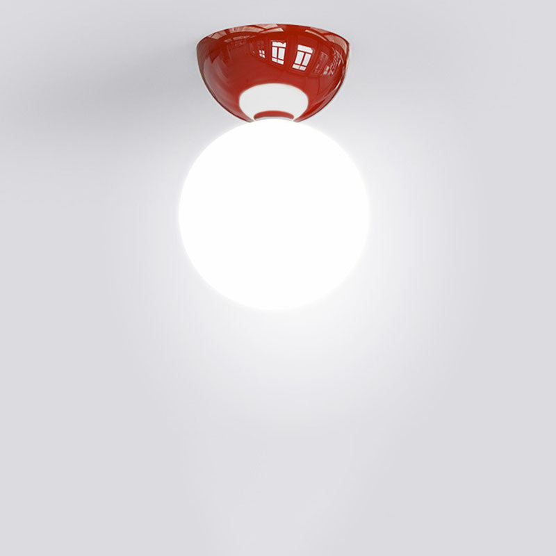 Contemporary Scandinavian Iron Spherical Glass Shade 1-Light Semi-Flush Mount Ceiling Light For Hallway Lumendat