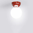 Contemporary Scandinavian Iron Spherical Glass Shade 1-Light Semi-Flush Mount Ceiling Light For Hallway Lumendat