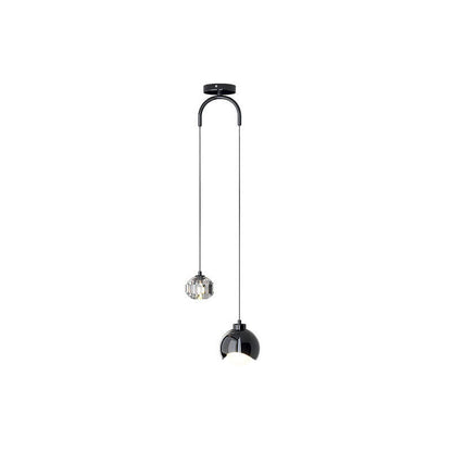 Light Luxury Simple Crystal Ball Metal 2-light Curve Pendant Light