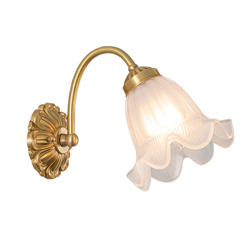 European Vintage Floral Copper Glass 1-Light Wall Sconce Lamp Lumendat