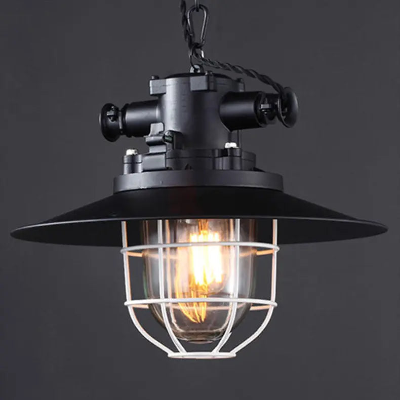 Industrial Vintage Blast Iron Cage 1-light Pendant Light Lumendat