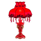 European Wedding Red Fabric Tassel Resin 1-Light Table Lamp Lumendat
