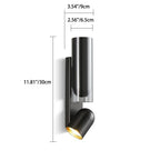 Modern Minimalist Rotatable Cylinder Metal Glass 2-Light Wall Sconce Lamp For Bedroom Lumendat