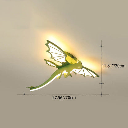Contemporary Creative Acrylic Cartoon Dinosaur LED Semi-flush Mount Ceiling Light for Bedroom