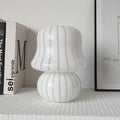 French Cream Handmade Glass Mushroom 1-Light Table Lamp Lumendat