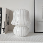French Cream Handmade Glass Mushroom 1-Light Table Lamp Lumendat