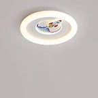 Lumendat Contemporary Creative Kids Round Rocket Astronaut Iron Acrylic LED Flush Mount Ceiling Light For Bedroom Lumendat