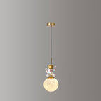 Contemporary Nordic Kids Orb Astronaut Iron Resin 1-light Pendant Light for Bedroom BulbSquare