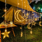 LED Solar Star Moon Curtain Light Christmas Outdoor Patio Decorative Camping String Lights Lumendat