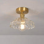 Vintage Brass Glass Dome 1-light Semi-flush Mount Ceiling Light BulbSquare