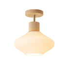 Nordic Log Striped Glass Oval 1-light Semi-flush Mount Ceiling Light BulbSquare
