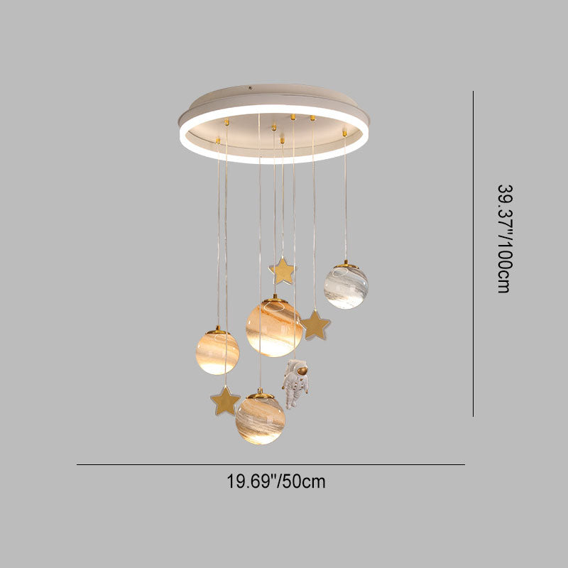 Lumendat Contemporary Creative Aluminum Round Shade Acrylic Glass Ball LED Kid's Flush Mount Ceiling Light For Bedroom Lumendat