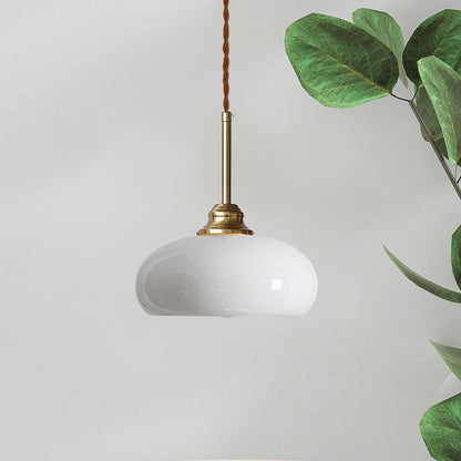 Traditional French Oval Iron Glass 1-light Pendant Light for Bedroom