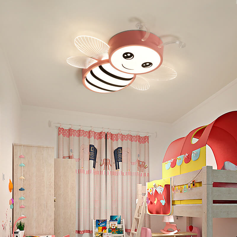 Lumendat Contemporary Creative Kids Bee Iron Acrylic LED Flush Mount Ceiling Light For Bedroom Lumendat