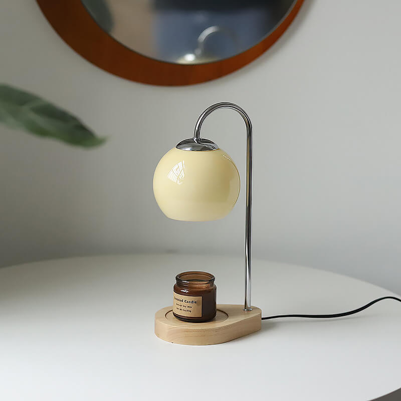 Modern Simple Solid Wood Candle Spherical 1-Light Melting Wax Table Lamp Lumendat