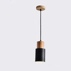 Contemporary Nordic Cylinder Metal Wood 1-light Pendant Light for Living Room