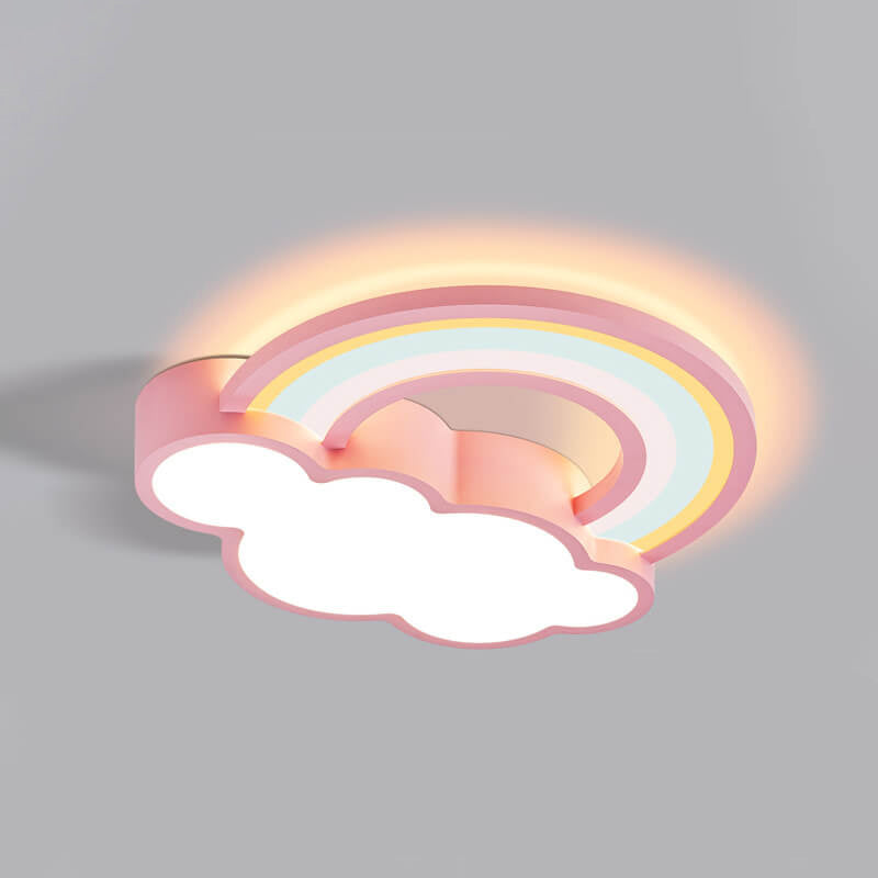 Childlike Cartoon Rainbow Cloud Design LED Flush Mount Light Lumendat