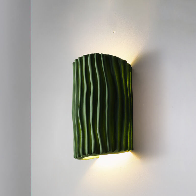 Contemporary Nordic Resin Striped Half Cylinder 2-Light Wall Sconce Lamp for Living Room Lumendat