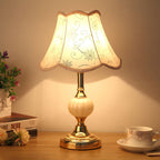 Nordic Vintage Floral Glass Fabric 1-Light Table Lamp Lumendat