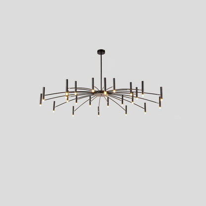 Contemporary Scandinavian Round Radioactive Iron Aluminum 12/24 Light Chandelier for Living Room